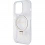 Guess Ring Stand Glitter csillogó tok dönthető állvánnyal és MagSafe funkcióval iPhone 15 Pro Max készülékhez - átlátszó