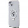 Karl Lagerfeld Ringstand Karl és Choupette tok flip fedőlappal és MagSafe funkcióval iPhone 15 Plus készülékhez - átlátszó