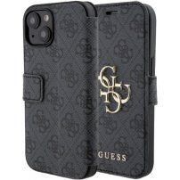 Guess 4G Metal Logo flip tok iPhone 15 készülékhez - szürke