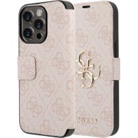 Guess 4GMetal Logo flip tok iPhone 15 Pro Max készülékhez - rózsaszín