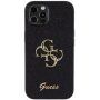 Guess Fixed Glitter 4GMetal Logo csillogó tok iPhone 12 / 12 Pro készülékhez - fekete