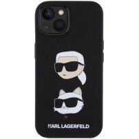 Karl Lagerfeld Karl és Choupette Heads szilikon tok iPhone 15 Plus készülékhez - fekete