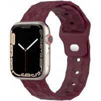 Szilikon szíj geometrikus mintával Apple Watch 42mm / 41mm / 40mm / 38mm-es órához - bordó