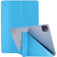 Selyem borító alvás funkcióval és origami állvánnyal - iPad Air 4 (2020) / Air 5 (2022) / Pro 11" (2018-2022) - kék