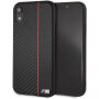 BMW Carbon Red Stripe Hard Case iPhone XR - fekete