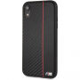 BMW Carbon Red Stripe Hard Case iPhone XR - fekete