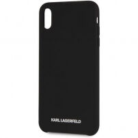 Karl Lagerfeld Silver Logo Silicone Case tok iPhone XR - fekete