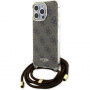 Guess 4G IML Printed Crossbody tok nyaklánccal iPhone 15 Pro Max készülékhez - barna