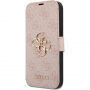 Guess 4G Metal Logo flip tok iPhone 15 Pro készülékhez - rózsaszín