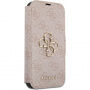 Guess 4G Metal Logo flip tok iPhone 15 Pro készülékhez - rózsaszín