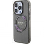 Guess Flowers Ring Glossy Logo tok MagSafe funkcióval iPhone 13 Pro Max készülékhez - szürke