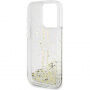 Guess Liquid Glitter Gold Stripe tok iPhone 15 Pro Max készülékhez - átlátszó