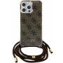 Guess 4G IML Printed Crossbody tok nyaklánccal iPhone 15 Pro Max készülékhez - barna