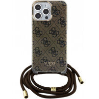 Guess 4G IML Printed Crossbody tok nyaklánccal iPhone 15 Pro Max készülékhez - barna