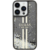 Guess Liquid Glitter Gold Stripe tok iPhone 14 Pro Max készülékhez - szürke