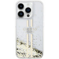 Guess Liquid Glitter Gold Stripe tok iPhone 15 Pro Max készülékhez - átlátszó
