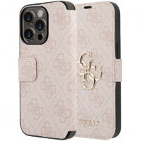 Guess 4G Metal Logo flip tok iPhone 15 Pro készülékhez - rózsaszín