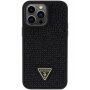 Guess Rhinestones Triangle Metal Logo strasszos tok iPhone 15 Pro Max készülékhez - fekete