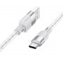 Hoco X99 Crystal Junction átlátszó szilikon USB-A/USB-C töltő- és adatkábel iPhone / iPad / AirPods készülékhez - 1 m - szürke