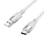 Hoco X99 Crystal Junction átlátszó szilikon USB-A/USB-C töltő- és adatkábel iPhone / iPad / AirPods készülékhez - 1 m - szürke