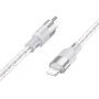 Hoco X99 Crystal Junction átlátszó szilikon USB-C / Lightning töltő- és adatkábel iPhone / iPad / iPod / AirPods készülékhez - 1 m - szürke