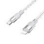 Hoco X99 Crystal Junction átlátszó szilikon USB-C / Lightning töltő- és adatkábel iPhone / iPad / iPod / AirPods készülékhez - 1 m - szürke