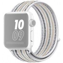 Csíkos nylon szíj - Apple Watch 42mm / 41mm / 40mm / 38mm - fehér-bézs