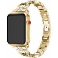 Kövekkel díszített fém szíj - Apple Watch Ultra 49mm / 46mm / 45mm / 44mm / 42mm - arany