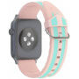 Csíkos szilikon szíj - Apple Watch Ultra 49mm / 46mm / 45mm / 44mm / 42mm - rózsaszín-türkiz