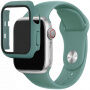 Szilikon szíj edzett üveg tokkal - Apple Watch 38mm - petróleum színű