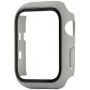 Szilikon szíj edzett üveg tokkal - Apple Watch 38mm - szürke