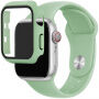 Szilikon szíj edzett üveg tokkal - Apple Watch 38mm - pasztell zöld