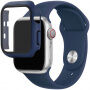 Szilikon szíj edzett üveg tokkal - Apple Watch 38mm - sötétkék