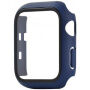 Szilikon szíj edzett üveg tokkal - Apple Watch 38mm - sötétkék