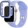 Szilikon szíj edzett üveg tokkal - Apple Watch 38mm - lila