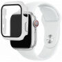 Szilikon szíj edzett üveg tokkal - Apple Watch 42mm - fehér