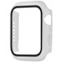 Szilikon szíj edzett üveg tokkal - Apple Watch 41mm / 40mm - fehér