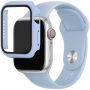 Szilikon szíj edzett üveg tokkal - Apple Watch 41mm / 40mm - világoskék