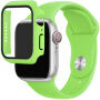Szilikon szíj edzett üveg tokkal - Apple Watch 45mm / 44mm - zöld