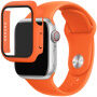 Szilikon szíj edzett üveg tokkal - Apple Watch 45mm / 44mm - narancssárga