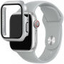 Szilikon szíj edzett üveg tokkal - Apple Watch 45mm / 44mm - világos szürke