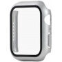 Szilikon szíj edzett üveg tokkal - Apple Watch 45mm / 44mm - világos szürke