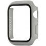 Szilikon szíj edzett üveg tokkal - Apple Watch 45mm / 44mm - szürke