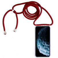 Átlátszó tok zsinórral iPhone 11 Pro készülékhez - piros