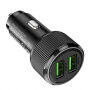 Hoco NZ14 Guerrero 36W-os autós töltő két USB-A porttal - fekete