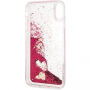 Guess Glitter Case Hearts tok iPhone XS Max - málna piros