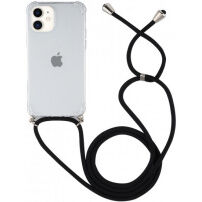 Átlátszó tok zsinórral - iPhone 12 mini - fekete