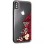 Guess Glitter Case Hearts tok iPhone XS Max - málna piros