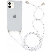Átlátszó tok zsinórral iPhone 12 mini készülékhez - fekete-fehér