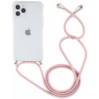 Átlátszó tok zsinórral iPhone 12 Pro Max készülékhez - rózsaszín